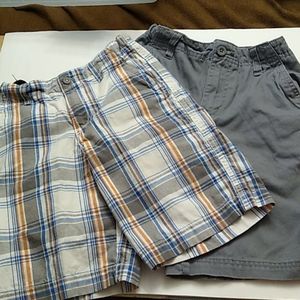 2 Pair Boys Shorts - Size 7/8  EUC Gray and Plaid
